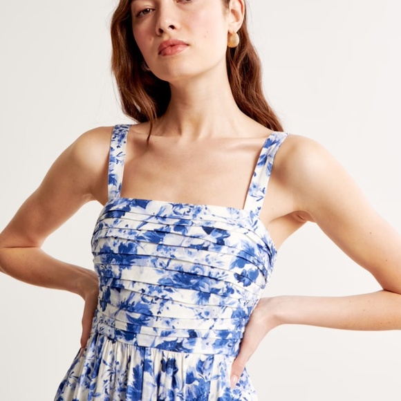 Linen-Blend Wide Strap Midi Dress - Picture 1 of 4
